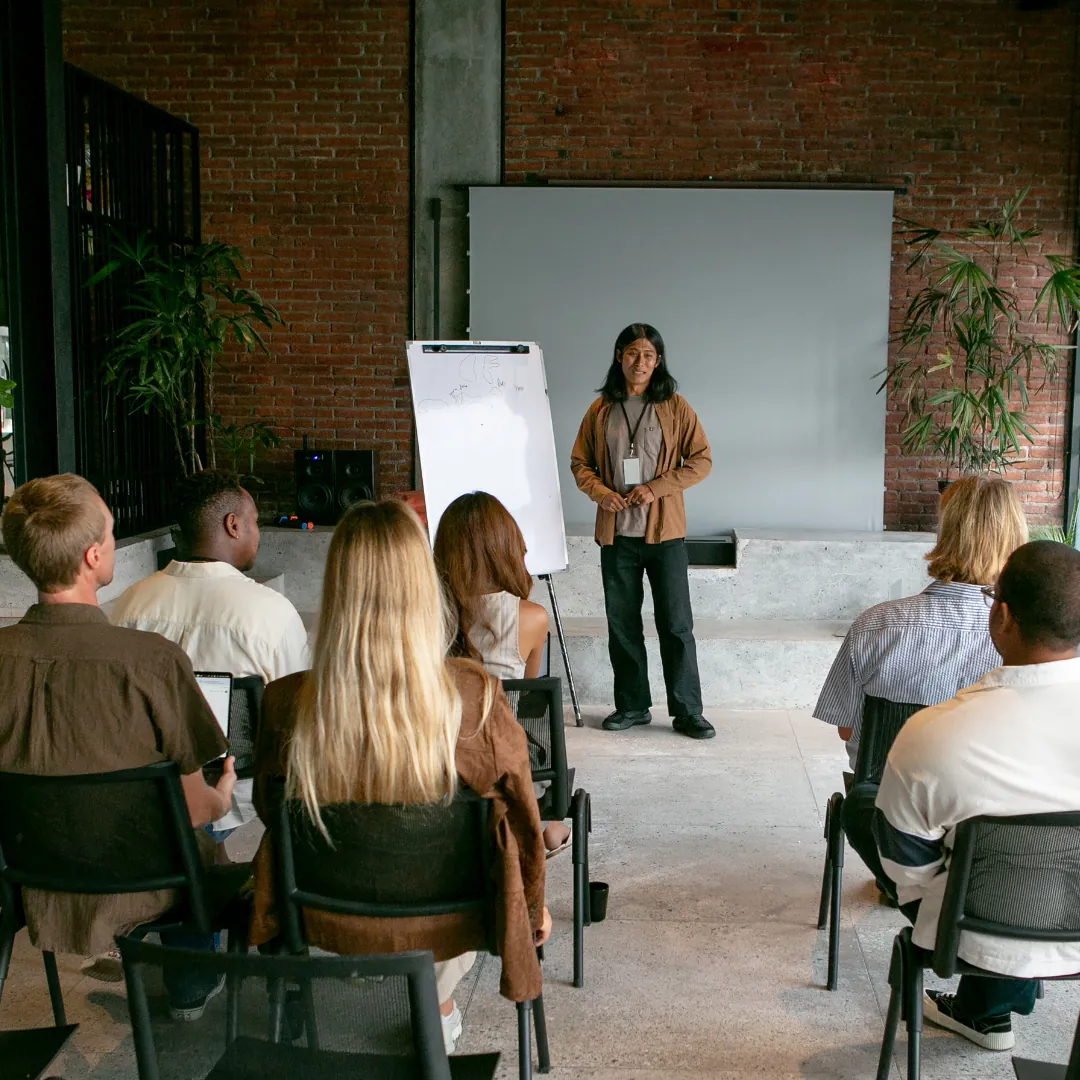 A trainer leading a classroom session